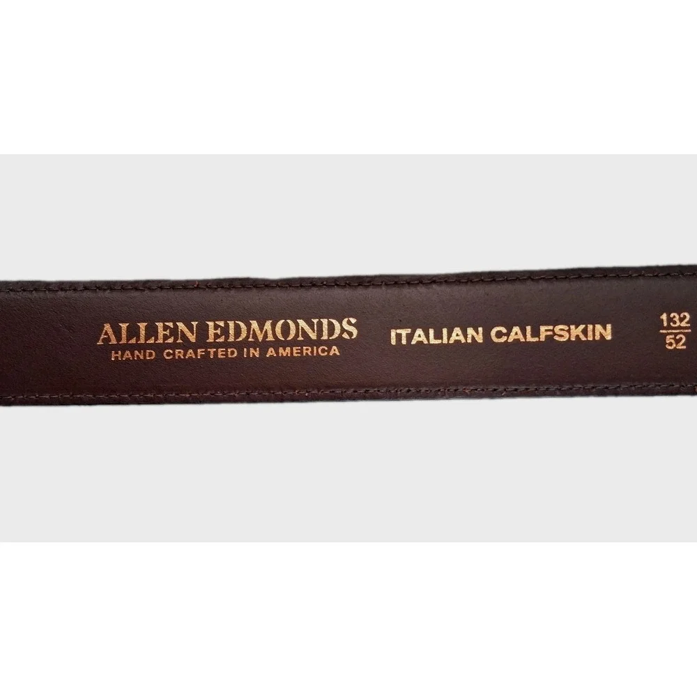Allen Edmonds Mens Black Wide Dress Belt 39501 Italian Calfskin Size 52 Made USA